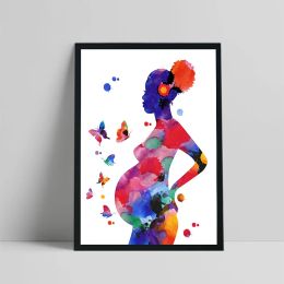 Mother&Child Canvas Painting Medical Print Pregnant Woman Fetal Watercolor Posters Gynecology Obstetrics Wall Art Room Decor