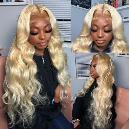 Melodie 34 Inch 613 Honey Blonde Colour Wig HD Transparent Body Wave 13x6 Frontal Human Hair Wig For Women 13x4 Lace Front Wig