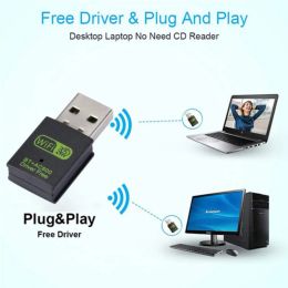 Grwigeou 600Mbps USB WiFi Bluetooth Adapter Dual Band 2.4Ghz 8Ghz Wireless External Receiver WiFi Dongle For PC Laptop Desktop