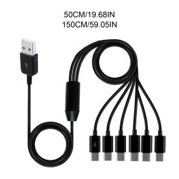 6 in 1 USB2.0 Male to 6 Type-c Male Splitter Adapter Cable Data Sync Charging Connector 0.5m/1.5m