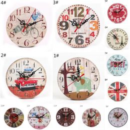 Table Clocks Round Home Decor Art Large Watch Modern Design Living Room Bedroom Office Cafe Bar Wooden Wall Clock Shabby Chic Vintage Rustic