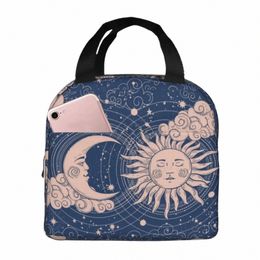 lunch Bag for Women Sun Mo Black Mystical Insulated Lunch Box Cooler Tote for Adult Kid Men Work Office School Picnic Reusable 22nM#