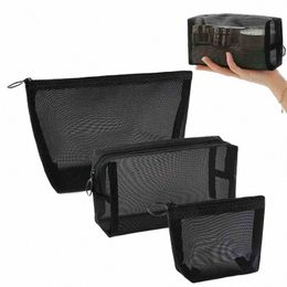 1/3pcs Mesh Clear Cosmetic Bags Small Large Black Makeup Bag Portable Travel Toiletry Organiser Case Lipstick Storage Pouch h1Ue#