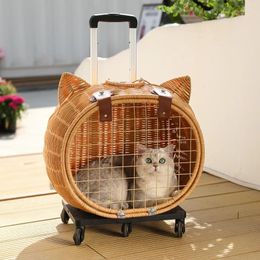 Cat Carriers Pet Stroller Trolley Box Outings Luggage Cart Dog Travel Portable Lightweight Five Wheel House Animal Pets Supplies Gift
