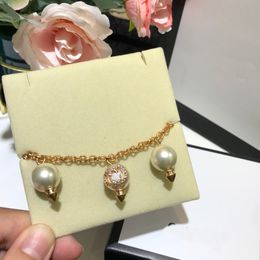 Pulseiras de cristal GG com franjas de pérolas cravejadas feitas de metal dourado antigo, pulseiras de casamento requintadas com costura redonda, joias requintadas com padrão clássico!