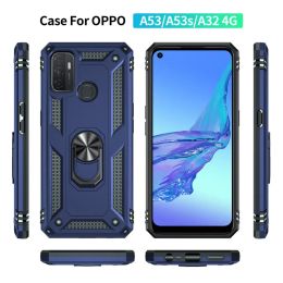 For OPPO A32 A53 A53S 2020 Case Luxury Armour Magentic Silicone Phone Case for OPPO A15 A15S A35 Car Holder Ring Case