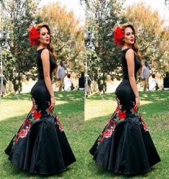 2023 Vintage Floral Flowers Applique Prom Dresses Mermaid Style Cap Sleeve Bateau Zipper Back Homecoming Graduation Dress Evening 2820753