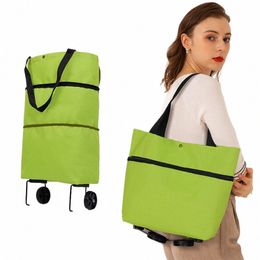 foldable Shop Trolley Bag With Wheels Large Reusable Cloth Hand Tote Bolsas Eco Fabric Supermarket Grocery Pull Cart Bag q5qP#