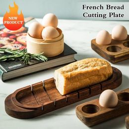 Plates Wooden Bread Cutting Plate Portable French Breakfast Dessert Shop Home Outdoor Picnic