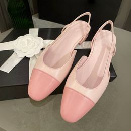 Summer Slingbacks sandal ballet flat shoes for women soft leather small round ballerinas low heel sandals mirror quality ladies party wedding dress shoes with box