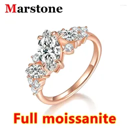 Cluster Rings Marquise Moissanite Diamond Lady's Rins 925 Sterling Sliver Plated 18K Fashion Horse Eye Irregular Symmetrical Ring For Women