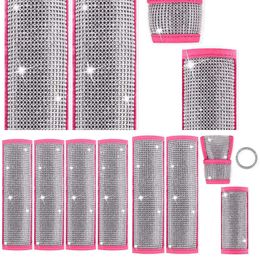 Upgrade Pink Crystal Car Handbrake Grips Cover Car Gear Shift Knob Cover Seat Belt Cover Pad Bling Car Accessories Interior For Woman