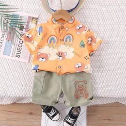 Clothing Sets Toddler Boy Summer Outfit 2024 Fashion Cartoon Printed Short Sleeve Shirts And Shorts Childrens Clothes Kids Boys Tracksuits