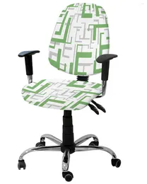 Chair Covers Modern Art Geometry Green Grey Elastic Armchair Computer Cover Stretch Removable Office Slipcover Split Seat