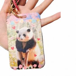 portable Animal Panda Huahua ID Card Holder Plastic Small Coin Purse Mobile Phe Back Sticker Sleeve Y1Sx#