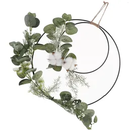 Decorative Flowers Artificial Cotton Wreath Double Ring Wall Hanging Design Wedding Bouquet Decoration Cross-border Ornament