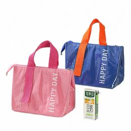 insulated Lunch Bag PU Waterproof Fi Insulati Bento Pack Aluminium Foil Rice Bag Ice Pack Student Bento Lunch Handbag r2q0#