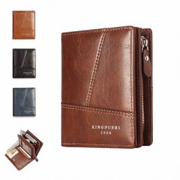 men Short Wallet Purses Bifold ID/Credit Card Holder Pocket Vintage Designer PU Leather Male Zipper Mini Purse Mey Bag u5uv#