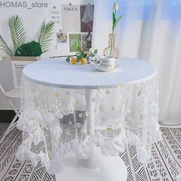 Table Cloth Lace Tablecloth Small Daisy Splicing Tablecloth for Bedroom Dining Room Table Cloth Cute Table Cover Girls Room Decor Y240401