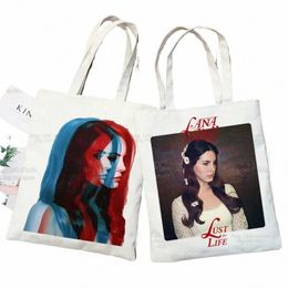 lana Del Rey Singer Fans Women Canvas Shoulder Bag Canvas Tote Eco Just for Life Shop Bag Canvas Tote Bag HandBag Daily Use W72v#