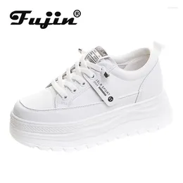 Casual Shoes Fujin 6cm Genuine Leather Women Vulcanized Fashion Summer Hidden Heels Breathable Chunky Sneakers Platform