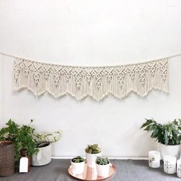 Tapestries 25x120cm Boho Hand-Woven Macrame Tapestry Bohemian Wall Hanging Window Door Curtains Wedding Background Home Decoration