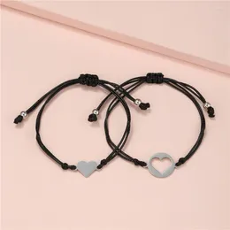 Charm Bracelets 2PCS/Lot Couple Bracelet Heart Butterfly Star Weave Leather Rope For Men&Women Jewellery Metaphor Gift