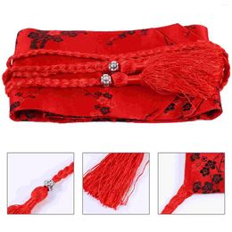 Belts Wide Waist Belt Japanese Kimono Obi Cinch Band Embroidered Weaving Tassel For Clothing Accessories Red