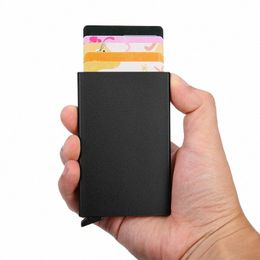 rfid Credit Card Holder Aluminium Metal Mini Slim Minimalist Wallets Women Men Busin Bank Cardholder Case Carteira Masculina f4qX#