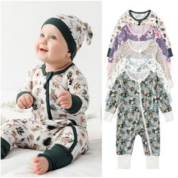 Bamboo Fibre Baby Zippered Romper Printed Baby Boy Girl Clothes born Bodysuit Baby Onesie Bamboo Baby Clothing 240325