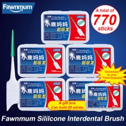 Brush Fawnmum5x150Pcs/Bag Silica gel Interdental Brush Super Soft Interdental Toothbrush Dental Clean Teeth gap Toothpick Hygiene Tool