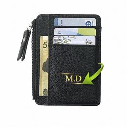 custom Name Mini Id Card Holder Busin Credit Card Holder Zipper Small Coin Purse Organizer Case Bag Wallet Mey for Men Wome I3x4#