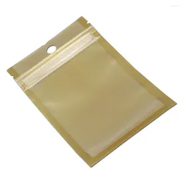 Storage Bags Wholesale 9 16cm Golden / Clear Self Seal Zipper Plastic Retail Pack Bag Package With Hang Hole