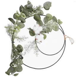 Decorative Flowers Eucalyptus Cotton Double Ring Wall Hanging Design Wedding Bouquet Decoration Cross-border Artificial Hoop Wreath Home