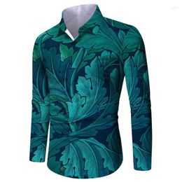 Men's Casual Shirts 2024 Shirt Men Autumn Personality Printed Long Sleeve Mens Plus Size Flower Beach Hawaiian Male Tops