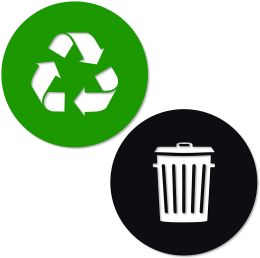 Recycle and Trash Sticker Vinyl Modern Logo Symbol to Organize Trash cans or Garbage containers and Walls Small Green