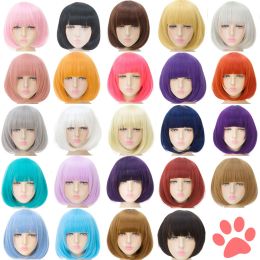 Wigs MUMUPI Short Wig Bob Synthetic With Bangs For Black Women Blonde Pink Red Black Natural Hair Bob Wig Cosplay Lolita