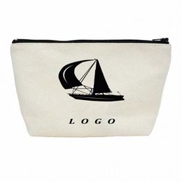 wholesales 100pcs/Lot Recycled Cott Makeup Bag Canvas Cosmetic Bag Pouch Custom Logo with Black Zipper as Giveaways for Store q5NT#