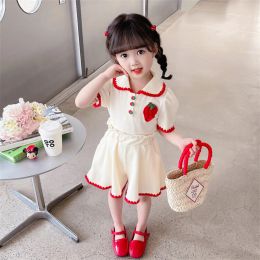 Summer Children Suit 2 Pieces TShirt Shorts Baby Girls Clothing Sets Strawberry Kids Casual Sportswear Infant Clothes 2-8 Years