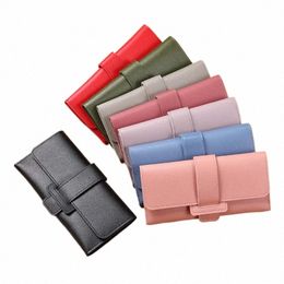 women's Wallet Female Lg Tri-fold Flap Korean Versi of Small Fresh Students Change Functi Buckle Leather Wallet C32y#