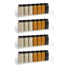 Kitchen Storage Acrylic Spice Rack Wall Mount Shelf Organiser Hanging Seasoning Jar Holder Clear Cabinet Door