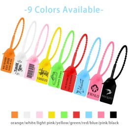 100 Custom Print Hang Tags Beaded Plastic Cable Zip Ties Garment Clothing Shoe Bag Security Brand Logo Tag Label Seal 250mm/9.8"