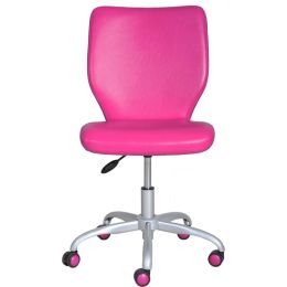 Mid-Back Office Chair with Matching Color Casters, Fushia Faux Leather,Office Chairs,24.75 x 22.50 x 32.25 Inches