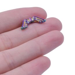 10-30Pcs/Lot Rainbow Retro Angel Wings Spacer Beads Pendant Charms For Jewelry Making DIY Keychain Pendant Accessories Wholesale