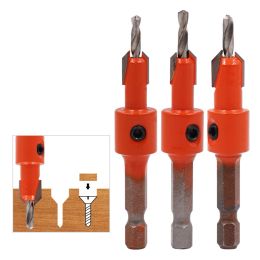 1pc Woodworking Hex Shank Countersink Drill Bit Limiter Rings Salad Drill Step Drill Bit Screw Extractor Woodworking Milling Cut