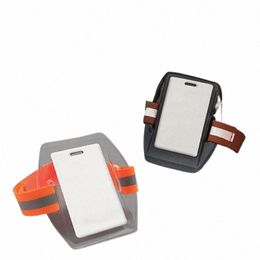 sport Work Elastic Arm Band ID Badge Holder Photo Armband Credit Card Case PVC Plastic Card Holder Wristband ID Card Holder f0sH#