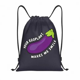 funny Food Porno Eggplant Joke Drawstring Backpack Sports Gym Bag for Men Women Training Sackpack 53MZ#
