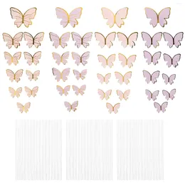 Decorative Figurines 4 Sets Birthday Cake Butterflies Toppers Colourful Baking Insert Cards