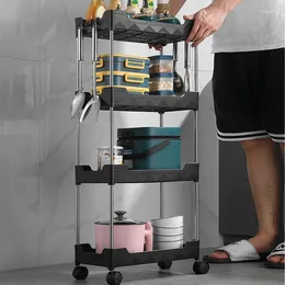 Hooks 4 Tierwhite-Widen Movable Storage Rack Rolling With Wheels Cart Goods Shelf Kitchen Bedroom Bathroom