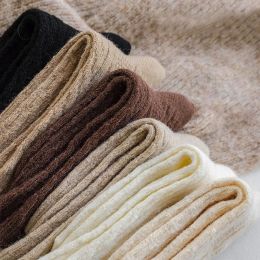 Wool Socks Women's Female Winter Warm Sock Thicker Korean Solid Sheep Wool Knitted Against Cold Snow Thermal Long Socks Soft Sox